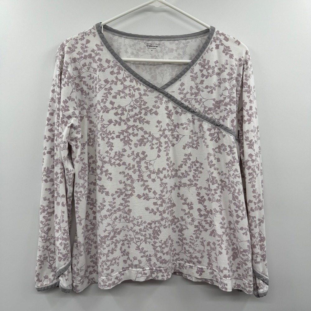 FLAWED Garnett hill floral print pajama set organic cotton size m Asian wrap - Picture 2 of 12